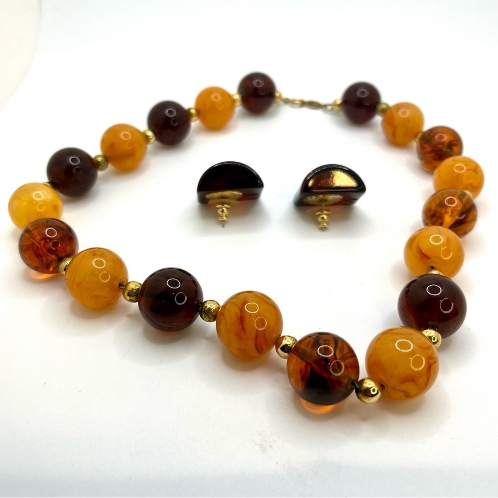 Vintage Napier Lucite Bead Necklace & Earrings Set - Picture 11 of 15